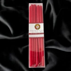 30 Mini Taper Candles Red Christmas Holiday Skinny EARL & WILSON Dripless NEW.